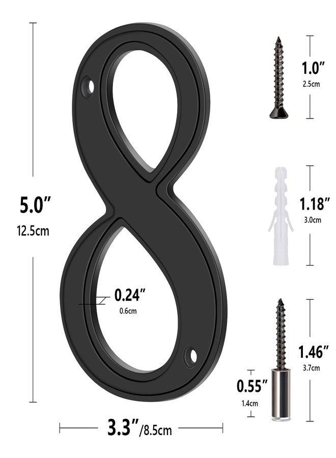 Emotionlite House Numbers 8, Emotionlite House Address Numbers, Black Large Modern House Numbers for Outside, Metal Mailbox Number, 5" Zinc Alloy Style - Image 5